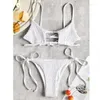 Mulheres Swimwear 2024 Plissado Europeu e Americano Sexy Biquíni Cor Sólida Lace-up Split Swimsuit Duas Peças para Mulheres Maiô
