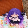 Image réelle de poupée en coton de 20 cm, perruque bouclée violette, perruques haute température, longue couverture de perruque bouclée pour cosplay de cercle de tête de 33 à 36 cm