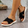 S Sandales Double Broadband Femmes Tentes adolescentes Open Toe Slip on Beach Shoes Plateforme de vacances Femme 2024 tendance Sandale par chaussure