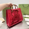 Mulheres de luxo tote bolsa designer clássico alça de bambu flash decoração tote sacos mulheres grande capacidade bolsas de compras elegante carteira brilhante