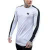 Gym Bodybuilding Fitn Running Sportkleding heren Cott Patchwork Ademend T-shirt Herfst Winter Slim Fit Lg Sleev Shirt x2lA #