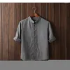 Abbigliamento etnico 5XL camicia da uomo casual sciolto tinta unita stile cinese top outfit taglie forti 2023 autunno maschile vintage mezza manica top Dr Ota9I