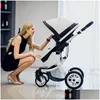 Strollers Luxury Baby Stroller 3 In 1 New Pu Leather And Car Seat High Landscape Portable Pushchair White Pram1 Drop Delivery Kids Mat Dhmov