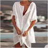 Damen Bademode Baumwolle Tuniken für Strand Frauen Badeanzug Er-Ups Frau Minikleid Drop Lieferung Bekleidung Kleidung Ot2Jb