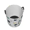 Laundry Bags Folding Basket Terrazzo Marble Round Storage Bin Large Hamper Collapsible Clothes Toy Bucket Organizer