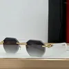 Sonnenbrille 2024 Hohe Qualität Unregelmäßige Metall Rahmenlose Polygonale Linsen Für Modische 0439S Frauen Männer Sonnenbrille