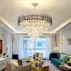 Samtida lyxig regndropp Crystal Chandelier Modern Pendant Hanging Lamp för vardagsrum sovrumsdekor
