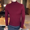 Men Luxury High Neck Thick Sweaters Turtleneck Man Sweater Slim Fit Pullover Knitwear Male Double collar 006