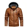 Lionjump Fi skórzana kurtka Mężczyźni jesienne polarowe liniowca pu skórzane płaszcze hood zima męska odzież swobodne kurtki motocyklowe R2N2#
