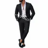 Kostüm Homme Schwarz Hochzeit Busin Männer Anzug Prom Terno Masculino Bräutigam Bräutigam Slim Fit Männlichen Anzug Blazer 2 Stücke Jacke + Hosen a9ig #