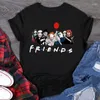 T-shirts pour femmes Amis Chemise Personnages d'horreur Unisexe Imprimé Dessin animé Femmes T-shirts Hauts à la mode Tee-shirt surdimensionné Vêtements d'Halloween