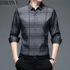 Spring Autumn Plaid Polo Shirt Mens Long Sleeve Shirts Casual Fashion Business Shirts Man Formal Top240325