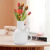 花瓶の陶器の花瓶の自由ho放な家の装飾のための小さな花柄の白い花はミニマリストのデザインの結婚式と本棚を持つ白い花