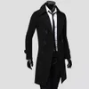 simple Trench Coat Double-breasted Male Men Coat Coldproof Pure Color Jacket K5yE#