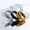 Anneaux de bande 304 en acier inoxydable 6 mm Fine bijoux Engagement Femmes Aneau de mariage pour hommes Drop livraison oteiy
