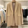 Abiti da donna Blazer Donna Allentato Selvaggio Alla moda Casual Sottile Senza cuciture Cuciture a maglia Design Giacca di media lunghezza Donna K Dhjde