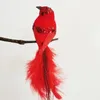 Украшение для вечеринки, 2 шт. с блестящими перьями, искусственные красные птицы, легкая искусственная пена, имитация дома