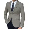 Ekose düğün blazer erkekler için ince fit rahat takım elbise ceket çentik şık erkek palto