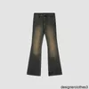 Designer versão correta 23ss high-end b-família lama tingida micro flared jeans casual versátil moda masculina e feminina perna reta d4ld