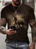 Horse Print Men's Graphic Design O-Neck Novel T-shirt Casual Comfy Tees Camisetas para o verão Roupas masculinas Tops h4KV #