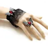 Комплект ожерелья и сережек, женские сексуальные черные бабочки из искусственной кожи со стразами, кружевное кольцо, браслет, браслет, раб, ручной работы, готический шар Лолиты