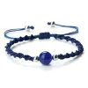 Kralen Strand Marineblauwe Draad Gevlochten Armband 10Mm Tijgeroog Natuursteen Paar Armbanden Ketting Vriendschap Psera Sieraden Gift Drop D Ot9D8