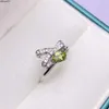 Natural Olivine Pear Ring S925 Sterling Silver Set With Open Mouth Design Womens