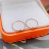 Hoop Huggie A true pure 18K rose gold ring is the best gift for women. Lucky carved diagonal bead round earrings 24326