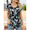 Designer Women's Fashion Casual T-shirt 2024 summer New Loose Short Sleeve Printed Pleated Button T-shirt Top Womens Top women cotton blouse t shirts ladies shirts7FL9