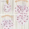 One-Pieces Kids Girl Flower Print Swimwear One Piece Casual Beachwear Bathing Suit With Hat Toddler Infant Summer Short Sleeve Swimsuit 24327