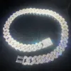 Mans Cuban Chain 3 file 15 mm 18 mm s925 cranica argento ghiaccio fuori moissanite bling geliumi