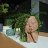 Vases Visage Pot De Fleur Tête Planteur Plante Succulente Récipient En Résine Avec Trous De Drainage Pot De Fleurs Figure Table Décor De Jardin