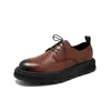 Sapatos casuais estilo coreano homens moda vestido de festa de casamento couro original preto branco plataforma sapato respirável cavalheiro calçado masculino