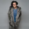 Cappotto di pelliccia sintetica invernale da uomo con cappuccio High Street sciolto casual caldo giacca Lg giacca a vento uomo cappotto di pelliccia finta soprabito abbigliamento uomo A1vj #