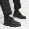 Casual Shoes Men Spring Autum Leather Boots Fashion Ankle Business Man Lace-Up Chunky Work Big Size 38-46