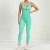 Womens Yoga Rompers Mage Control Seamless Ribbed Jumpsuit POLLED Sports Bra Romper Fashion Fitness Sportwear 240321