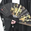 Decorative Figurines Guanyin Heart Sutra Golden Dragon Large Folding FanCloth Bamboo Fan Bone Durable Domineering Hand Home Decorations