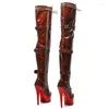 Dance Shoes Women 15CM/6inches PU Upper Plating Platform Sexy High Heels Thigh Boots Pole 15-074