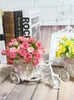 Decoratieve Bloemen Thuis Simulatie Bloemvlotterset Fiets Geweven Mand Nep Zijde Diamant Roos