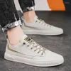 Casual Shoes Men Pu White Male Lace Up Sneakers 2024 Spring Autumn Man Walk Fashion Shoe Solid Walking