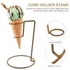 Dekorativa plattor Iron Glass Cone Holder Single-head Tablett Standing Candy Pommes Fries Saverory Savory Stand