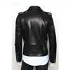 Jaqueta de couro PU para motocicleta para homens, Multi Zipper, Punk Rock, Roll Collar, Slim W, Marca, Fi, Primavera e Outono p80C #