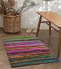 Tappeti Tappeto tessuto a mano in straccio a righe tappeto in cotone riciclato colorato