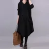 Lady Dress Stylish Casual Plus Size Spring Big Pocket Autumn Pure Color for Dating 240312