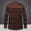 Vinterjacka män förtjockar varma fleece-skjortor rockar 100% Cott Plaid flanelljacka Militära kläder Chaquetas Hombre Size M-4XL S1XV#