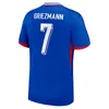 XXXL 4XL 24 25 فرنسي كرة القدم الفانيلة 2024 2025 Mbappe Benzema Dembele Tchouameni Griezmann Fans Player Version Kolo Muani Football Derts Men Deforms Kids Kits