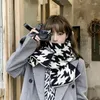 スカーフ韓国スタイルの暖かいニットスカーフファッション格子縞の冬ウール糸ネッカチーフ太いショールラップ女性マフラーブファンダ
