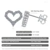 Stud Earrings 925 Sterling Silver D VVS1 Moissanite Heart Shape Full Diamond For Women Wedding Party Jewelry Birthday Gifts GRA