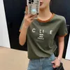 AAA Diseñador de moda camisa ropa para mujer CE Verano Nuevo estilo Letra Logo Camiseta estampada Contraste suelto Cuello redondo Manga corta Top marca cellin