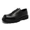 Zapatos Casuales Mocasines De Cuero Hombre Punta Cuadrada Slip-On Moda Calle Hombres Estilo Retro Clásico 2024 Fondo Grueso Hombres